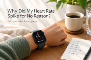 Smartwatch showing a heart rate spike with a moment to pause and tag what was happening